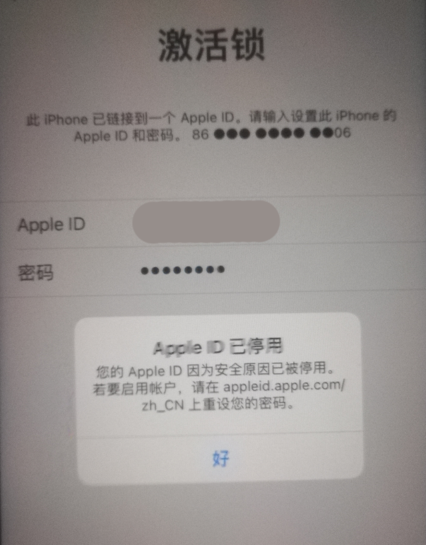 张掖苹果手机维修分享iPhone 12 出现提示“Apple ID 已停用”怎么办 
